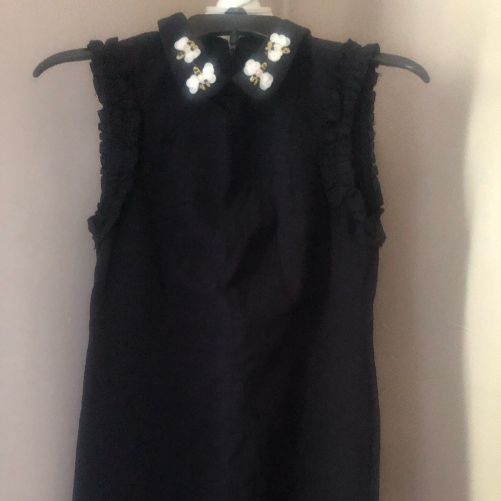 Zara Navy Sheath Mini Dress with beaded collar - Picture 8 of 9
